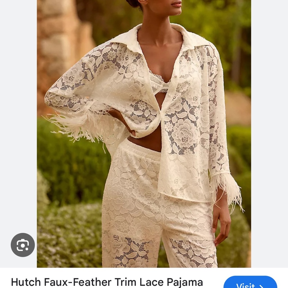 Hutch Feather Trim Lace Pajama Set